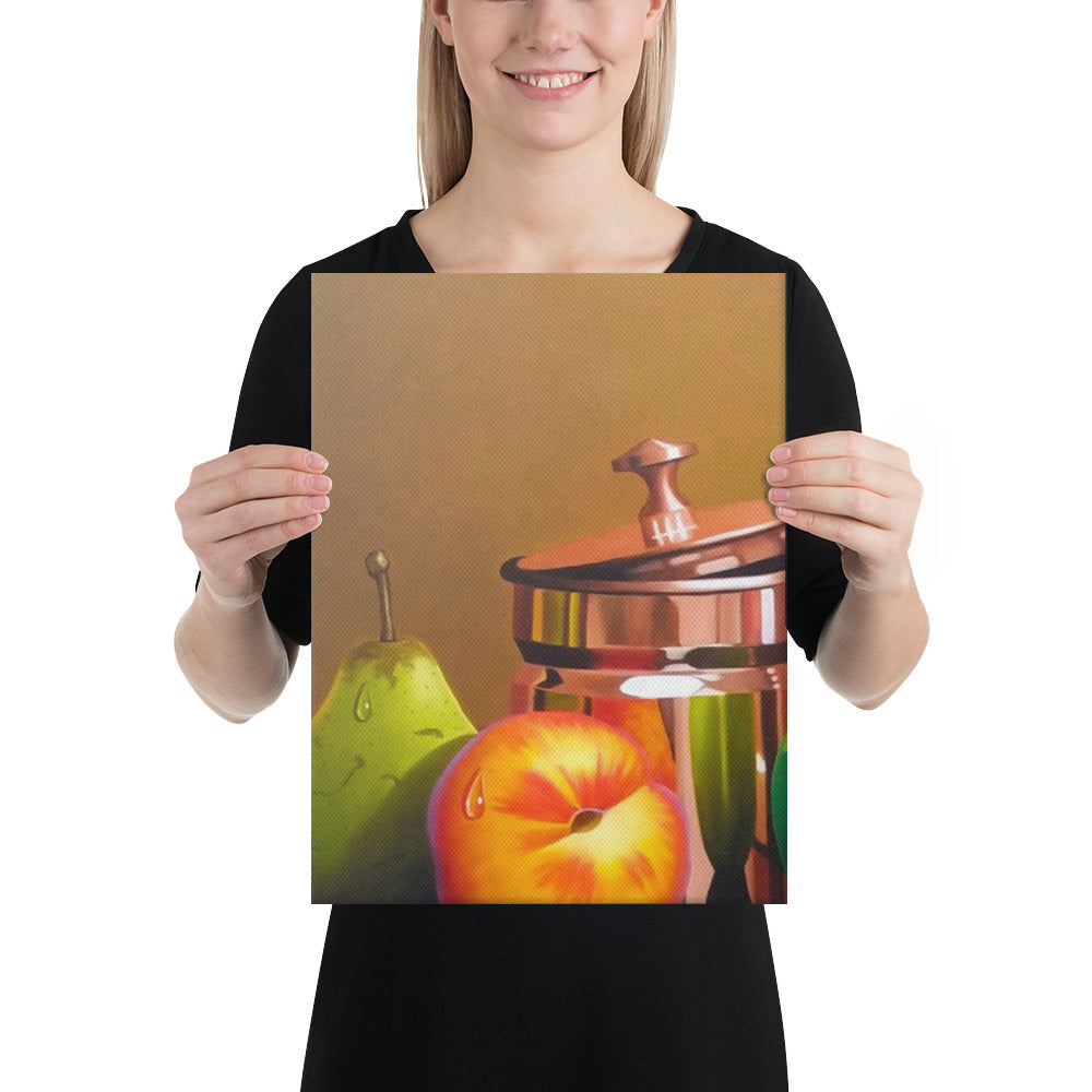 Bronze Teapot and Sugar Bowl Canvas Print - Left Side