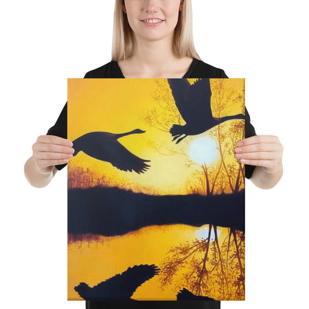 Ducks at Sunset Canvas Print - Middle