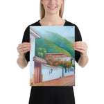 Street and House with Balcony Canvas Print - Middle