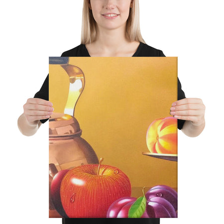 Bronze Teapot and Peaches Canvas Print - Middle
