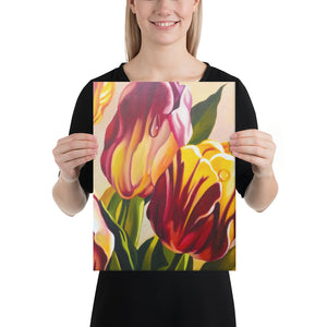 Pink and Yellow Tulips Canvas Print - Right Side