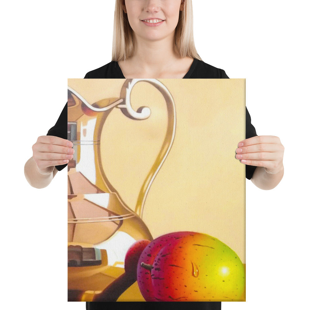 Bronze Jug and Fruit Bowl Canvas Print - Right Side