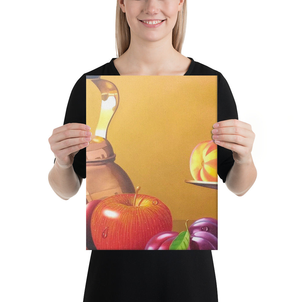 Bronze Teapot and Peaches Canvas Print - Middle