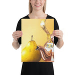 Bronze Teapot and Peaches Canvas Print - Left Side