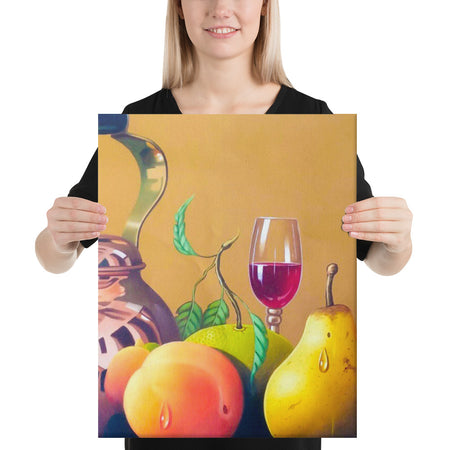 Bronze Teapot, Wine Glass and Candle Canvas Print - Middle