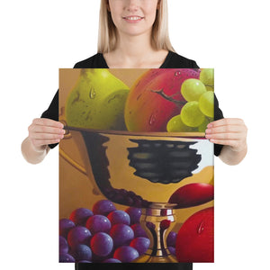 Bronze Jug and Fruit Bowl Canvas Print - Left Side