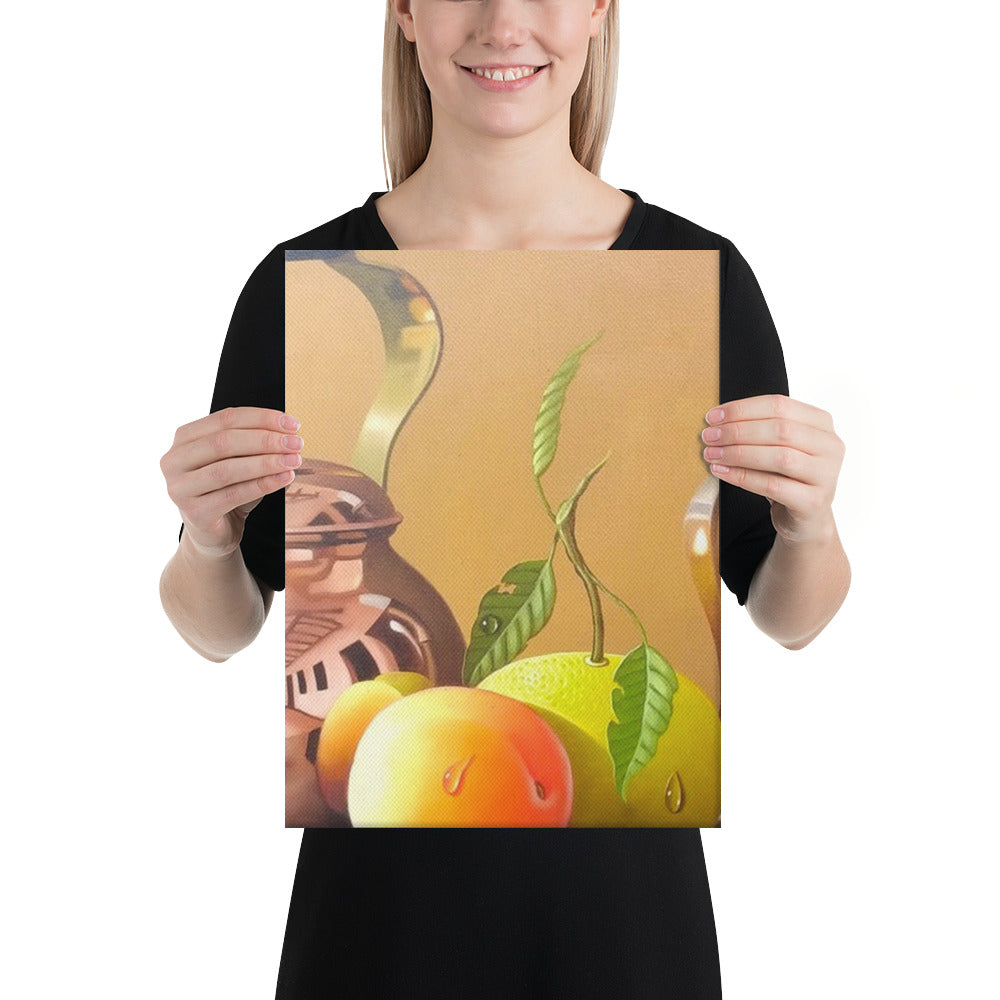 Bronze Teapot and Candle Canvas Print - Middle
