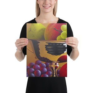 Bronze Jug and Fruit Bowl Canvas Print - Left Side