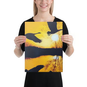 Ducks at Sunset Canvas Print - Middle